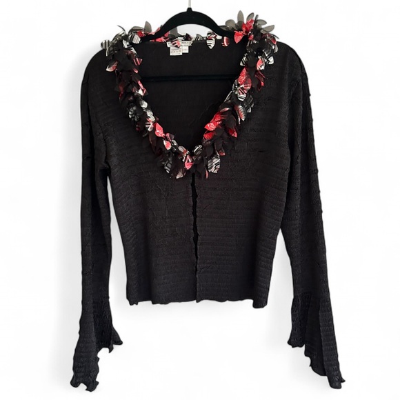 Alberto Makali Tops - Y2K ALBERTO MAKALI Bell Sleeve Crinkle Split Hem Top Whimsigoth Witchy Goth Sz L